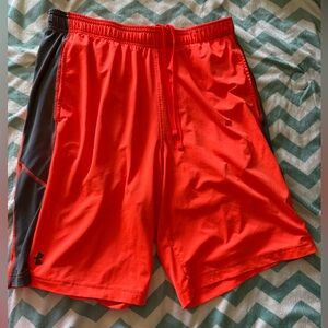 Under Armour- Heat Gear Draw String Athletic Short, Orange, Size L